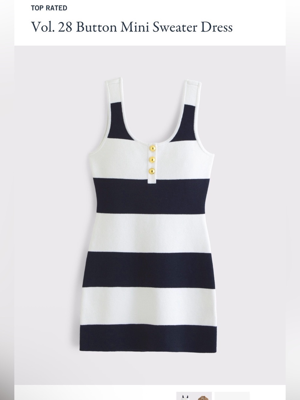 Abercrombie & Fitch Navy and White Striped Button Mini Dress, XXL Tall